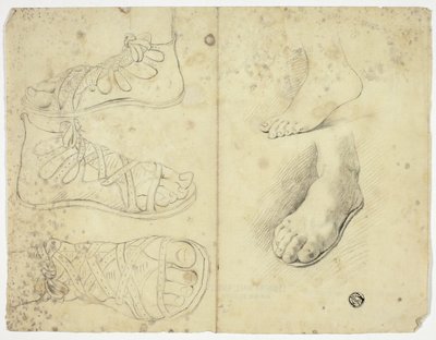 2本の裸足と3本のサンダル足 作： John Downman