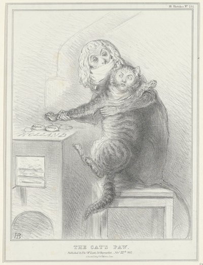 1832年、パーマストンのタリーランドのスポットプレント 猫の手 (オブジェクトのタイトル) 政治スケッチ（シリーズタイトル） 作： John Doyle