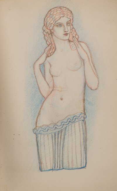 無題 [女性像] (鉛筆) 作： John Duncan