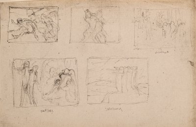無題[図のスケッチ5枚]（鉛筆） 作： John Duncan