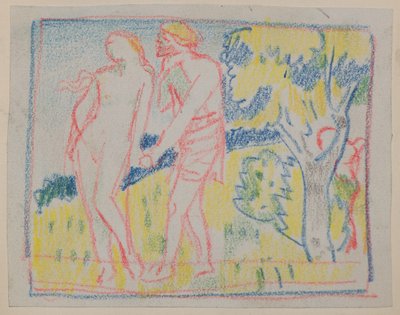 無題 [風景の中の男女の姿] (鉛筆) 作： John Duncan