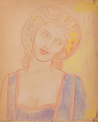 無題 [中世の女性像] (鉛筆) 作： John Duncan