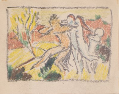 無題 [3人の女性が1人の男性を抑える] (鉛筆) 作： John Duncan
