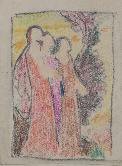 無題 [三人の人物] (鉛筆) 作： John Duncan