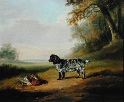 犬のいる風景」（油彩・キャンバス） 作： John E. Ferneley