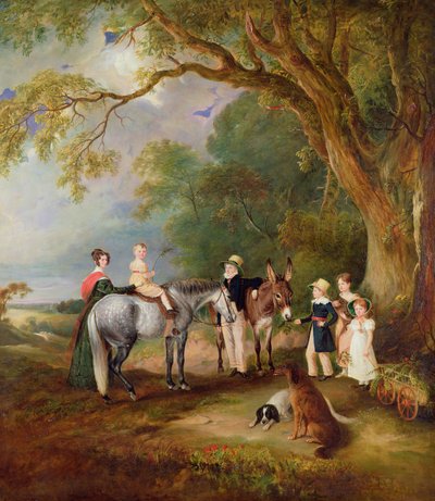 キャサリンヘリックさん、姪と甥、牧師の5人の長老とヘンリーパーマー夫人、1827年 作： John E. Ferneley