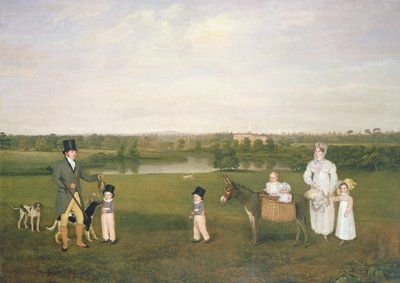 ウィスターヘットンクックとチェスターのウォレストンルーカリーでの妻と子供 作： John E. Ferneley