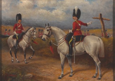 第 2 竜騎兵 (ロイヤル スコッツ グレイ) の 2 人の騎馬将校 作： John Edward Chapman Mathews