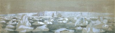 南極バリアの一部、1841年2月2日（水彩画） 作： John Edward Davis