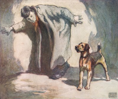 仕事中の警察犬、1919年に出版されたGladys Davidsonによる「Helpers Without Hands」のイラスト（カラーリソ） 作： John Edwin Noble