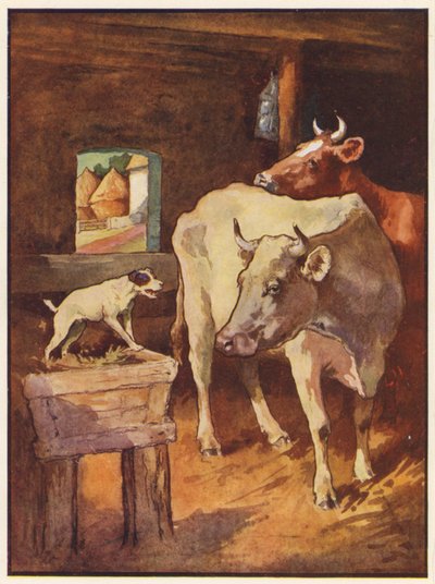 飼い葉桶の犬 (カラー リソ) 作： John Edwin Noble