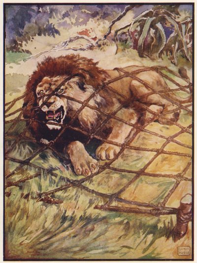 ライオンとネズミ (カラーリソ) 作： John Edwin Noble
