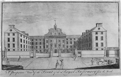 王立診療所の正面を北から見た透視図、1746年頃 作： John Elphinstone