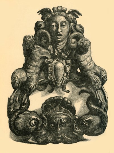 イルカとサテュロスのドアノッカー、17世紀初頭、1881年。 作： John Emms
