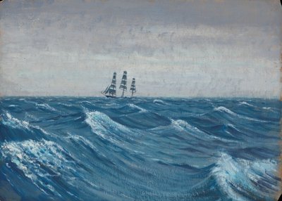 帆船、19世紀後半から20世紀半ば（油彩・紙） 作： John Everett