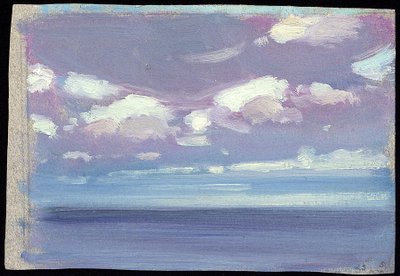海の風景。ハーバート・バーナード・ジョン・エヴェレット（1876-1949）作 油彩・紙 作： John Everett