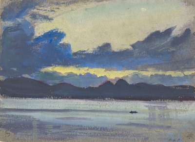 海景、グアドループ、19世紀後半～20世紀半ば（水彩、グワッシュ、グラファイト、紙） 作： John Everett
