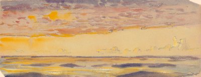 海景、黄色い海と紫色の雲、19世紀後半から20世紀半ば（水彩、パステル） 作： John Everett