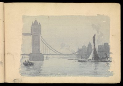 テムズ・ロンドンの風景、スケッチブック 作： John Everett