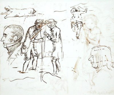 ジョン・ラスキン（1819-1900）とウィリアム・ミレイとの習作のシート 作： John Everett Millais