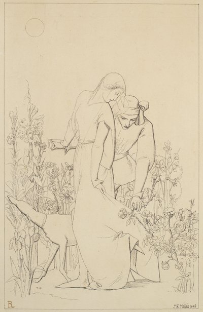 ローズブッシュの恋人、1848 作： John Everett Millais
