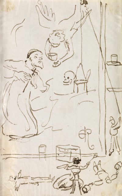 ロセッティは何か大きなものを描く 作： John Everett Millais
