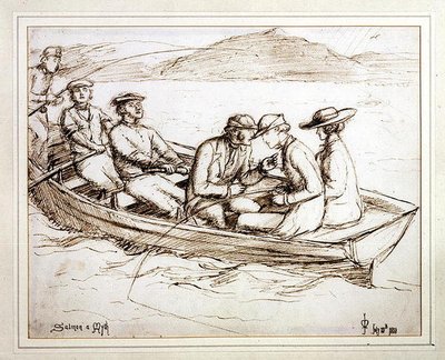 鮭の神話」（紙にペンとインク） 作： John Everett Millais