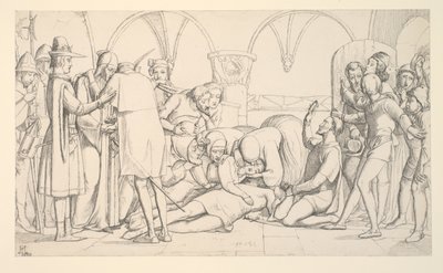 ロミオとジュリエット、最後の場面」のためのスタディ 作： John Everett Millais