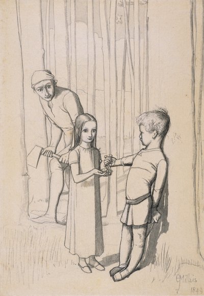 1849年の「ウッドマンズドーター」の研究 作： John Everett Millais