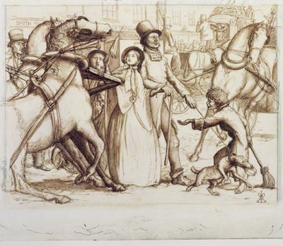 ブラインドマン、1853年（ペン、インク、ウォッシュ、グラファイト、ウォーヴ紙） 作： John Everett Millais