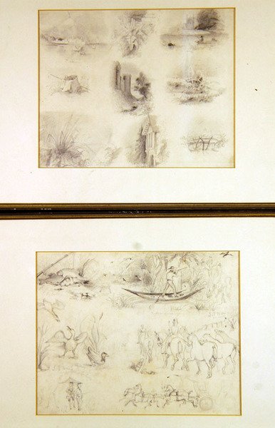 田舎の風景を描いた様々なスケッチ（ジュヴナイル）1842年頃（紙に鉛筆） 作： John Everett Millais