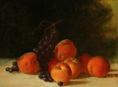 ブドウと桃のある静物、1845年頃（キャンバスに油彩） 作： John F. Francis
