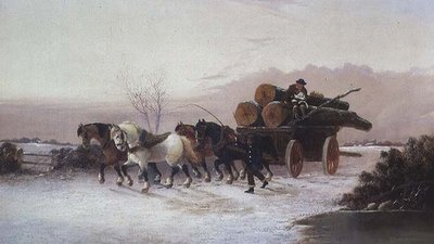 雪の中の木材運搬車 作： John F. Morris