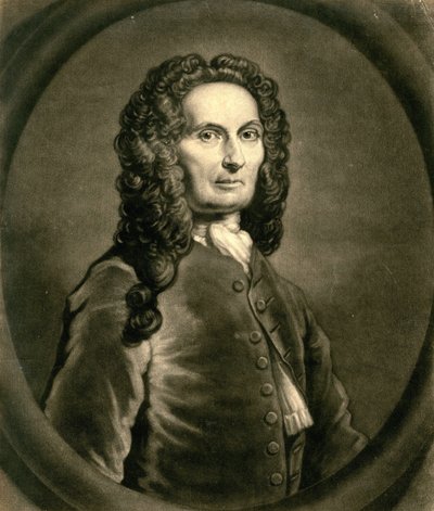 フランスの数学者Abraham de Moivre 1667-1754の肖像（1736年 作： John Faber