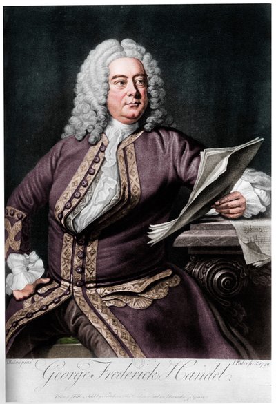 ジョージフリデリックヘンデル、ドイツ生まれのイギリスのバロック作曲家、1749年 作： John Faber the younger