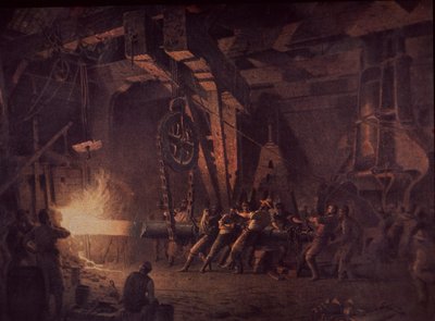 ウェストポイントの銃鋳造所、シャフトの鍛造、1867年頃（油彩・キャンバス 作： John Ferguson Weir