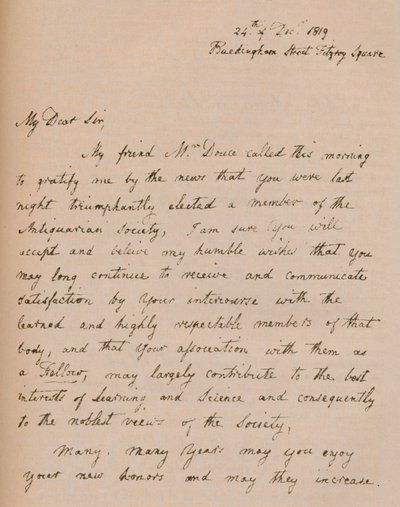 1819年12月24日のジョン・フラックスマンからの手紙1904 作： John Flaxman