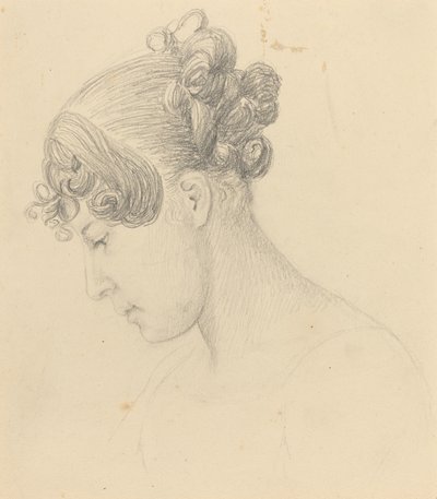 見下ろす女性の頭（テレサ・ターナー？） 作： John Flaxman