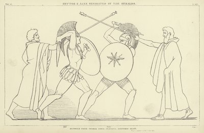 ヘラルドで隔てられたヘクターとアヤックス 作： John Flaxman
