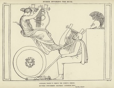 ホーマーがミューズを呼び出す 作： John Flaxman
