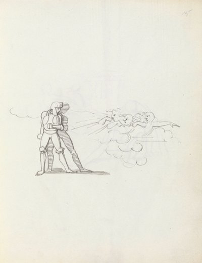 ジョンフィリップケンブル、ハムレットとして、1783年（紙にペン、インク、ウォッシュ） 作： John Flaxman