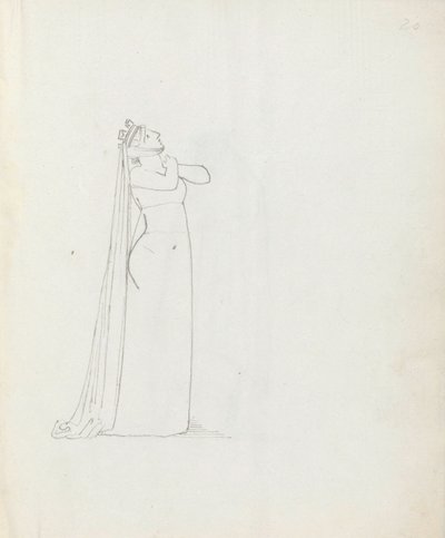シドンズ夫人、コンスタンスとして、1783年（紙にペン、インク、ウォッシュ） 作： John Flaxman