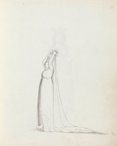シドンズ夫人、コンスタンスとして、1783年（紙にペン、インク、ウォッシュ） 作： John Flaxman