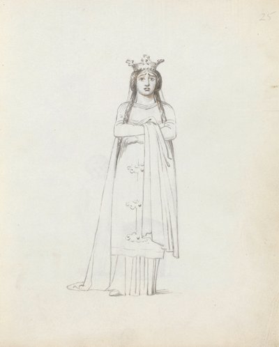 シドンズ夫人、コンスタンスとして、1783年（紙にペン、インク、ウォッシュ） 作： John Flaxman