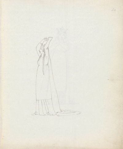 シドンズ夫人、コンスタンスとして、1783年（紙にペン、インク、ウォッシュ） 作： John Flaxman