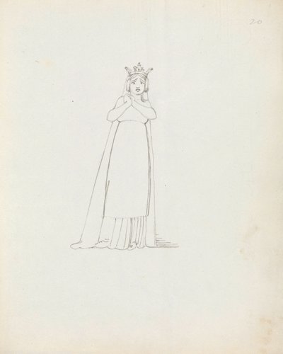 シドンズ夫人、コンスタンスとして、1783年（紙にペン、インク、ウォッシュ） 作： John Flaxman