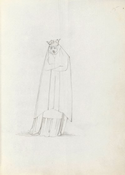 シドンズ夫人、コンスタンスとして、1783年（紙にペン、インク、ウォッシュ） 作： John Flaxman