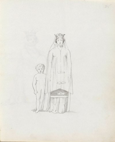 Siddons夫人、子供との関係、1783年（紙にペン、インク、ウォッシュ） 作： John Flaxman