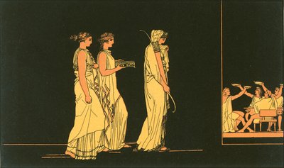 ユリシーズの弓を求婚者に運ぶペネロペ 作： John Flaxman