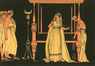 ペネロペは求婚者に驚いた 作： John Flaxman
